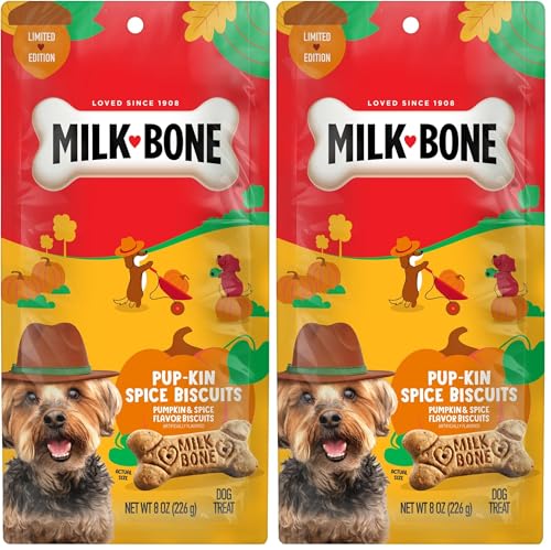 Image of Milk-Bone Limited Edition Pup-kin Spice Flavor Small Biscuit Dog Treats, 8 Ounce (Pack of 2)