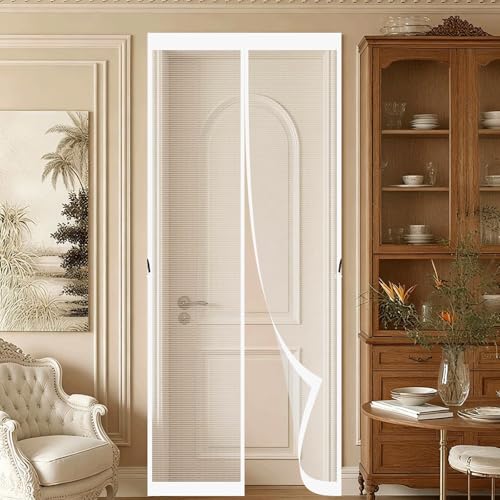 Mosquitera Magnetica 102 x 200 cm Cierre Magnético Completo sin Huecos Contra Insectos Resistente Mosquitera Imantada Puerta para Cocina Dormitorio Correderas Garaje, Blanco