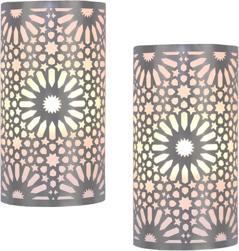 Marrakech - Set di 2 lampade orientali da parete in metallo, 29 cm come decorazione da parete (argento, 2 pezzi)