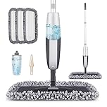 MANGOTIME Spray Mop for Floor Cleaning - Microfibre Dry Wet Mop for Household Commercial Laminate Wooden Vinyl Hardwood Tile LVT Floors with 3 Washable Pads 1 Refillable Bottle 1 Scraper (Black)