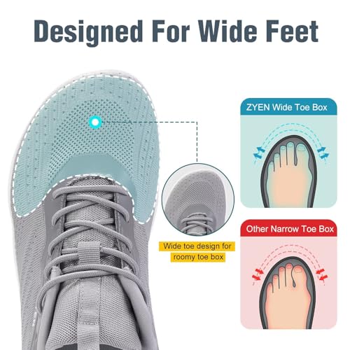 ZYEN Mens Barefoot Shoes Wide Toe Box Trail Running Sneakers Zero Drop Non-Slip Extra Wide Width Walking Shoes Minimalist Wrestling Sneakers Gym Trainer3