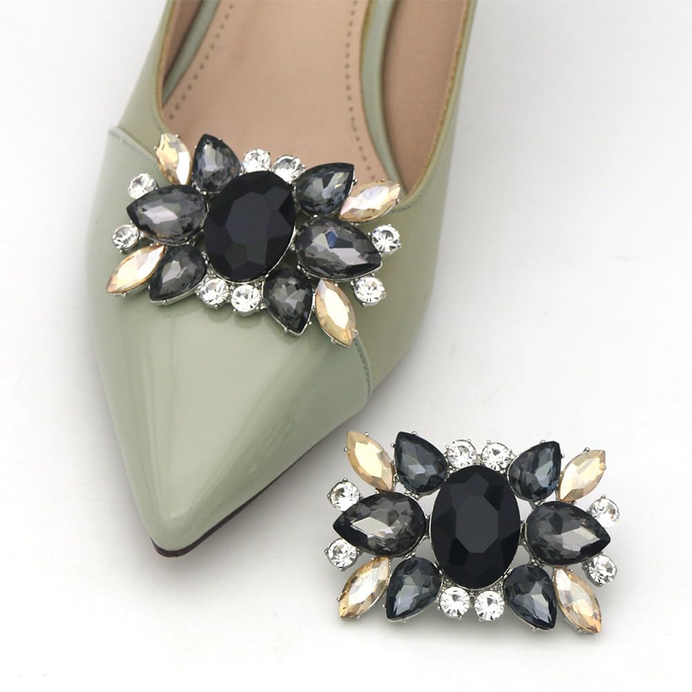 1 Pair Rhinestone Crystal Shoe Clips Wedding Party Prom Shoe Clips Buckles Decorations Elegant Women Heels Charms Beaded for Craft Jewelry Lady Heels Clothing Bags Hats Dress Decor — view 5