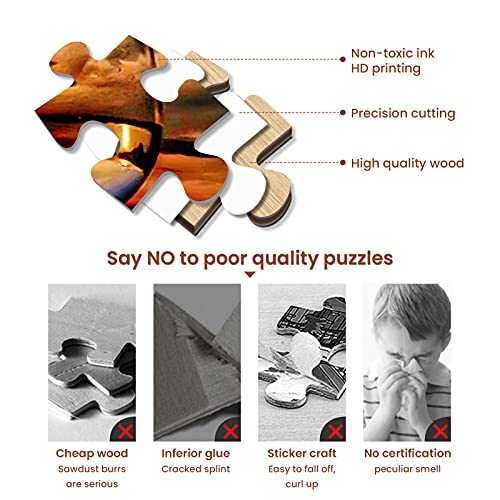najiaxiaowu Puzzles para Adultos 1000 Piezas DIY Atardecer Mar Copa de Vino Rompecabezas de Madera para Niños y Adultos Decoración Moderna de Pared Arte Regalo Único 75 cm x 50 cm miniatura 3