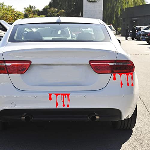 4Pcs Red Blood Stickers Flowing Bloody Horror Funny Decals For Car, Car Headlights Window Halloween Theme Bleeding Decals, With 1Pcs High Gas Consumption Decal, 5Pcs Car Stickers #TOP2