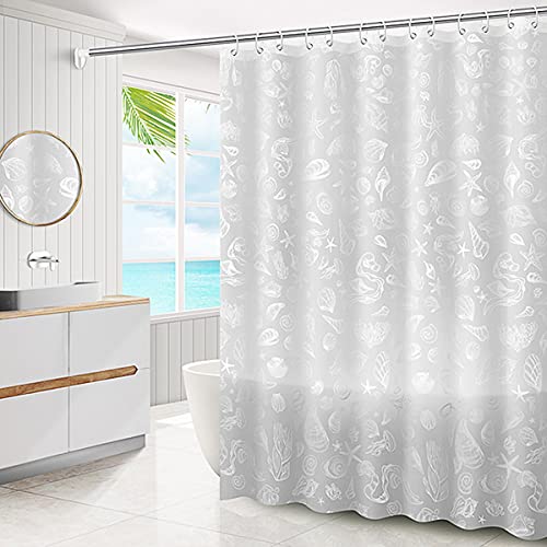 Fangkun Conch Starfish Peva Shower Curtains, Waterproof Semitransparent Shower Curtain Liners With 13 Hooks For Bathroom Bathtubs Home Decor 71" X 71",Valentine's Day #TOP1