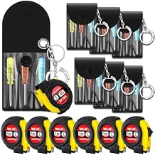 Jutom 12 Pcs Mini Tape Measure Keychain Bulk Mini Screwdriver Keychain Set Adult Tool Party Prize for Fathers Men Gifts