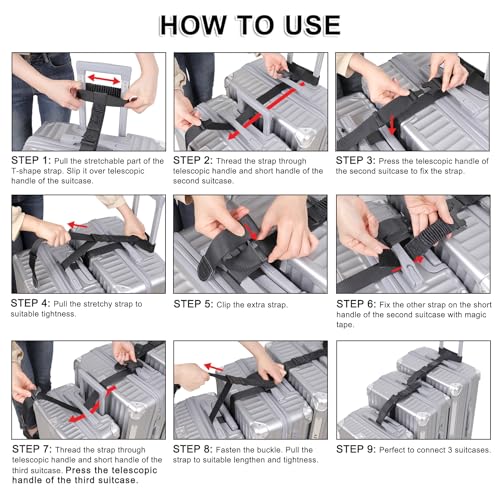 Image of Vigorport Luggage Straps, Stretchable Luggage Connector Strap for Suitcase
