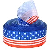 BESTonZON Zierband Polyester 22cm Breit Waschbar Farbecht Motiv Amerikanischer Unabhängigkeitstag Party und Geschenkband für Bastel und Dekorationsideen