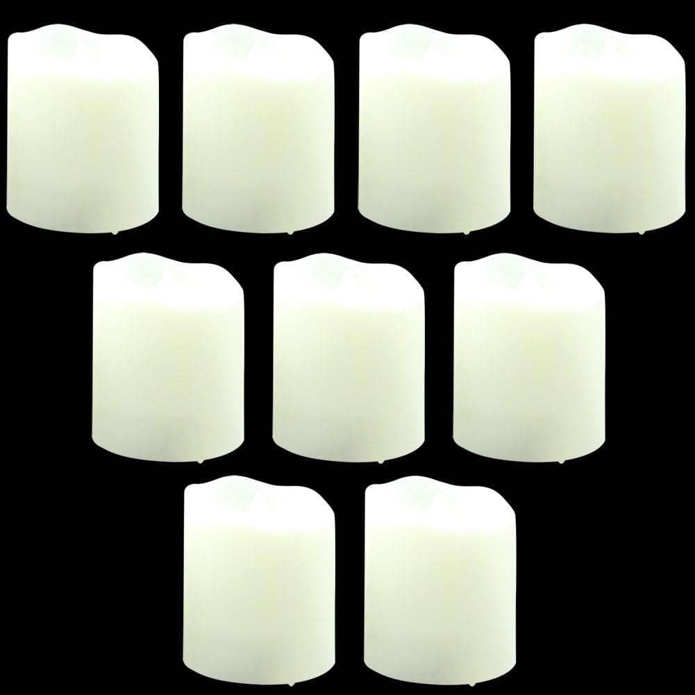 LAPROBING【Timer Flickering Flameless LED Tea Light Candles,9-Batteries Included,300+ Working Hours, Electric Plastic Fake Tealights Candles, Realistic, Unscented LED Votive Candles, Yellow Light