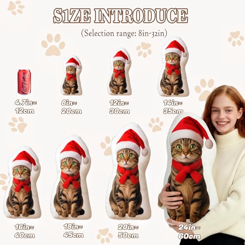 zyinoant Personalisiertes 3D Haustierkissen mit Foto – Individuelles Hundekissen & Katzenkissen – Doppelseitiger HD-Druck – Weiches Geschenk zum Geburtstag, Weihnachten für Tierliebhaber (Stil 1)