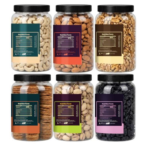 Image of LILA DRY FRUITS Dry Fruits Combo Pack of Almonds, Cashews, Walnuts, Pistachios, Black Raisins & Anjeer 100 Gms x 6 Mixed Dry Fruits Assortment for Daily Snacking Perfect for Gifting