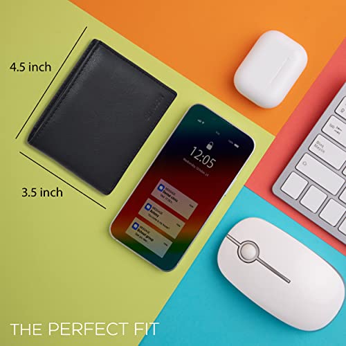 Estalon Real Leather Bifold Wallet For Men-Rfid Slim Bi Fold Wallets Front Pocket Minimalist Billfold Credit 9 Card Holder Id Window #TOP4