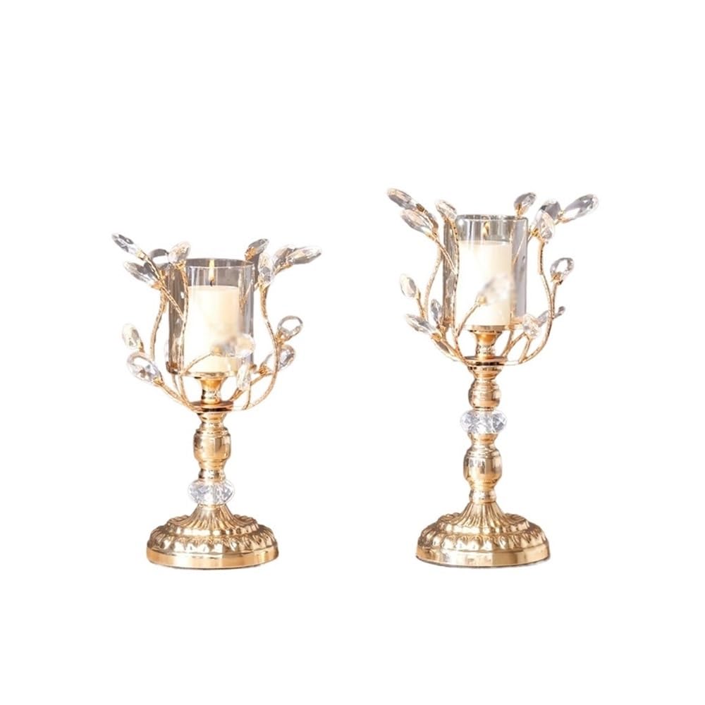 Candlestick Holder 2 Pcs High-grade Metal Crystal Glass Aromatherapy Candle Holder Dining Table Decoration Ornaments