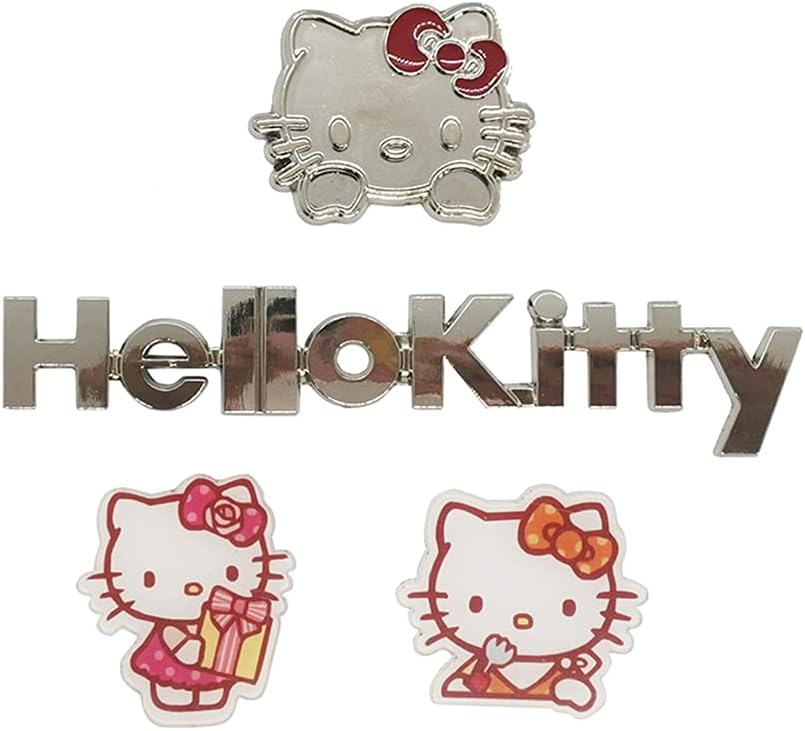 Waterproof Self-Sticking 3D Metal Car Decals Silver Motorcycle Decals Cartoon Cat and Text Combination Premium Metal Automotive Decals, Light, No Shrinkage, No Rust Metal Car Decorative Stickers