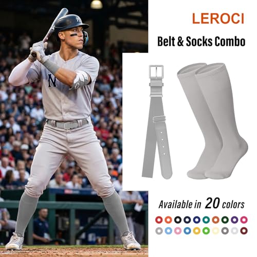 Image of Baseball Belt and Baseball Socks Combo Set for Youth and Adult Available in 20 Colors