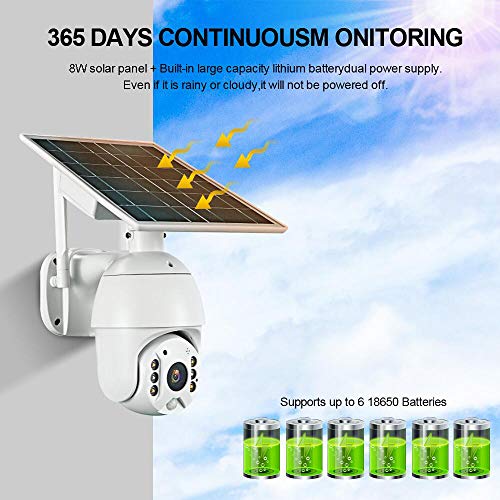 100% Wire-Free Wireless Rechargeable Battery Solar Powered Outdoor 1080P Pan Tilt Wifi Security Camera Pir Motion Recording Two-Way Audio Ip65 Weatherproof Night Vision Built-In Sd Slot #TOP6