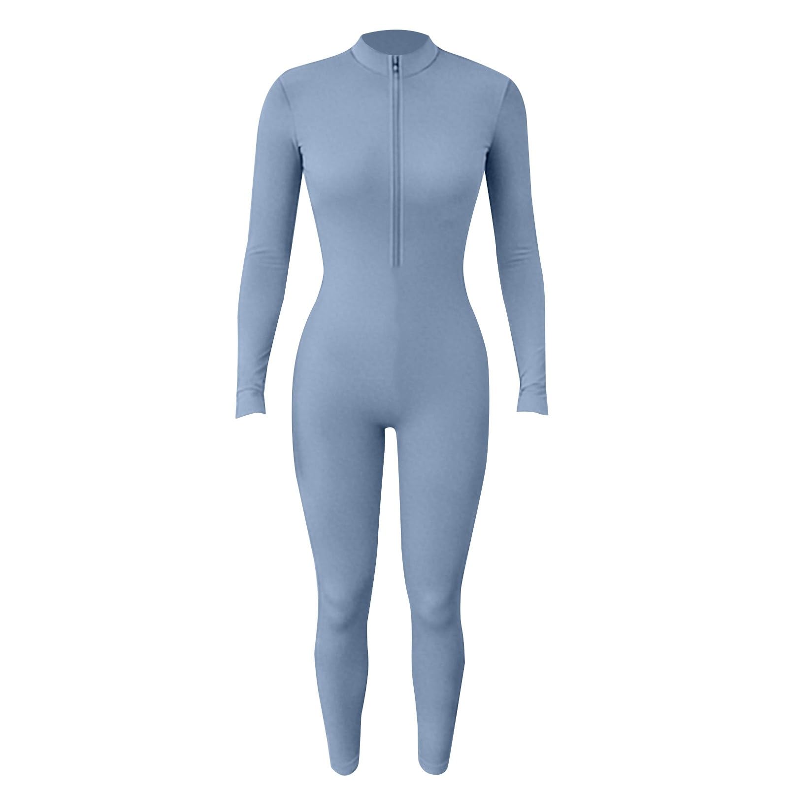 Generisch Tuta sportiva da donna, lunga, per yoga, sexy, aderente | Tutina elastica con cerniera, a maniche lunghe, con scollo a V, senza cuciture, per palestra, fitness, jogging