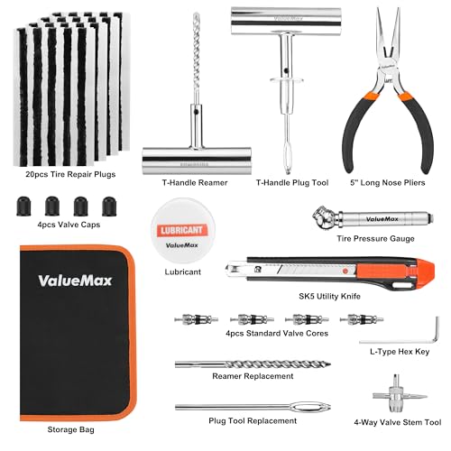 ValueMax Tire Repair Kit, 38PCS Universal Heavy Duty Car Tool Kit for Fix Punctures, Tire Plug Tools for Cars, Motorcycles, ATV, SUV, RV, Tractors, Trucks, etc. by ValueMax - Used condition - Image 2