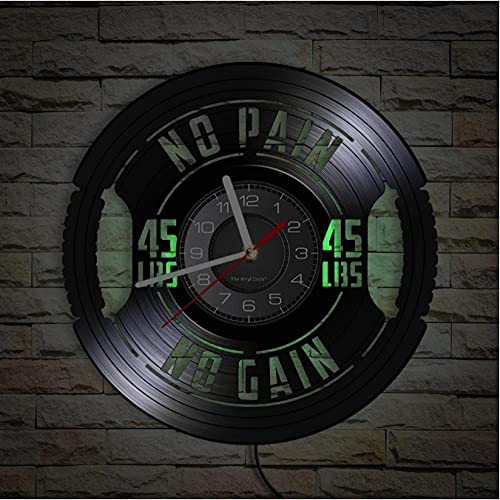 Placa de peso para gimnasio, 45 libras, disco de vinilo, reloj de pared, sala de entrenamiento, levantamiento de pesas, decoración de álbum de vinilo, ilustraciones, regalo de fitness