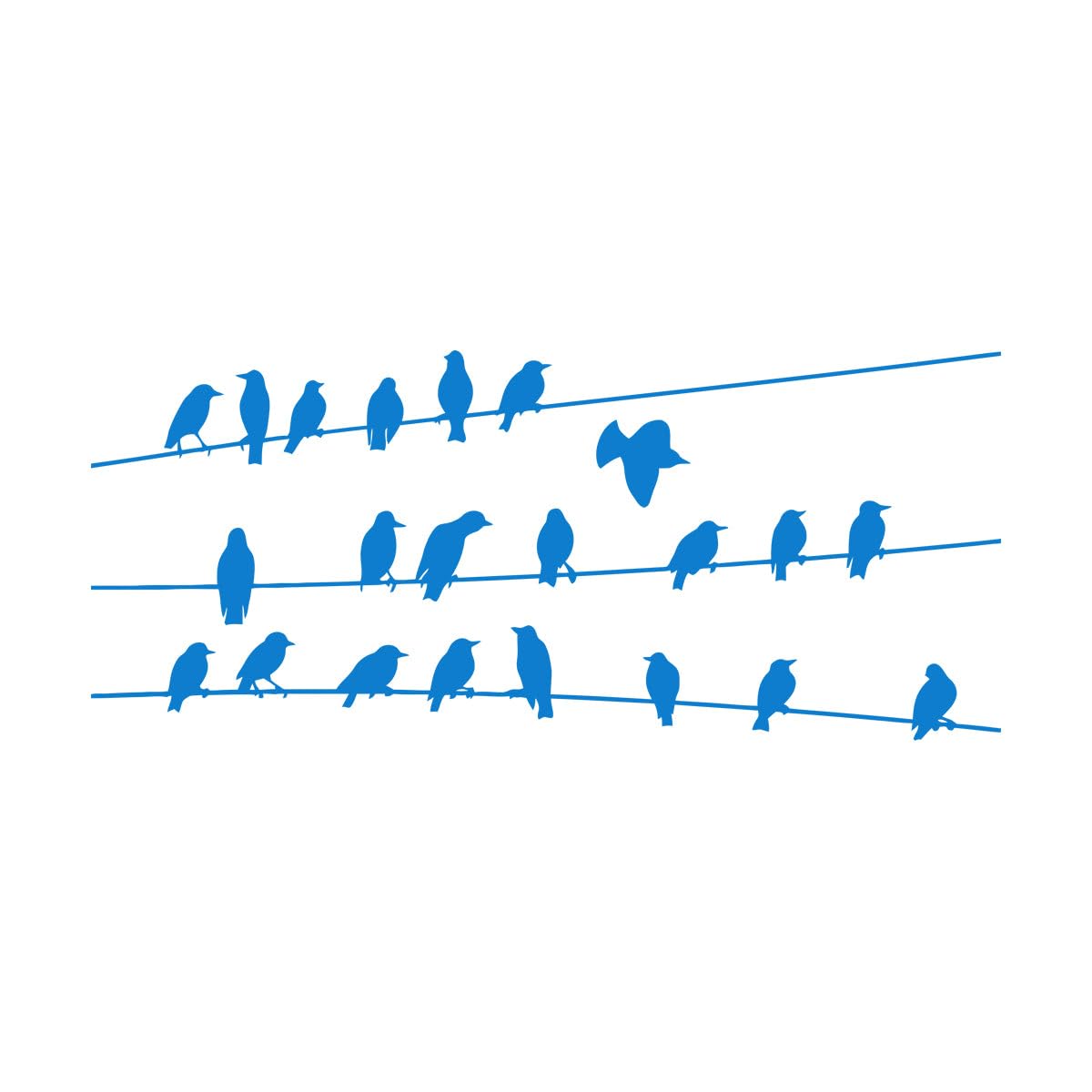 Wall Vinyl Sticker Decor Abstract Flock of Birds On Electric Wire 72x114.6cm Personalized Customization Extra Large Blue — image 1
