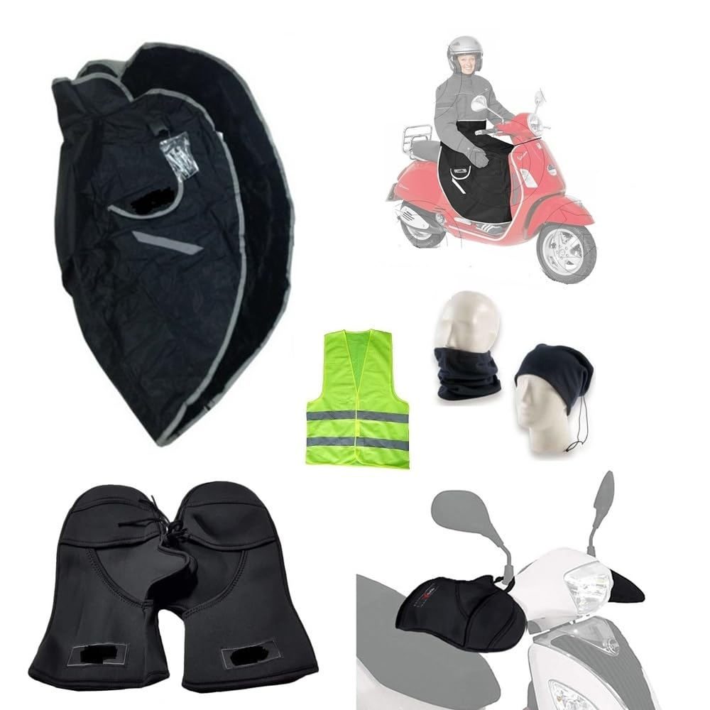 Compatible avec Vespa Primavera 50 2T Couvre-Jambes REMBOURRÉ PARANNANZA Couverture Thermique Portable + Couvre-Manchons en NÉOPRÈNE IMPERMÉABLE pour l'hiver.