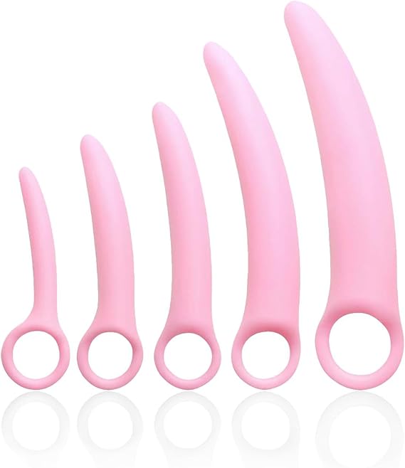 JIADIEHOO Silicone Massage Tool Guasha Silicone Massage Sticks Silicone Pelvic Floor Muscle Dilator Trainer Set，Pelvic Floor Strengthening Device- 5 Pack (Pink)