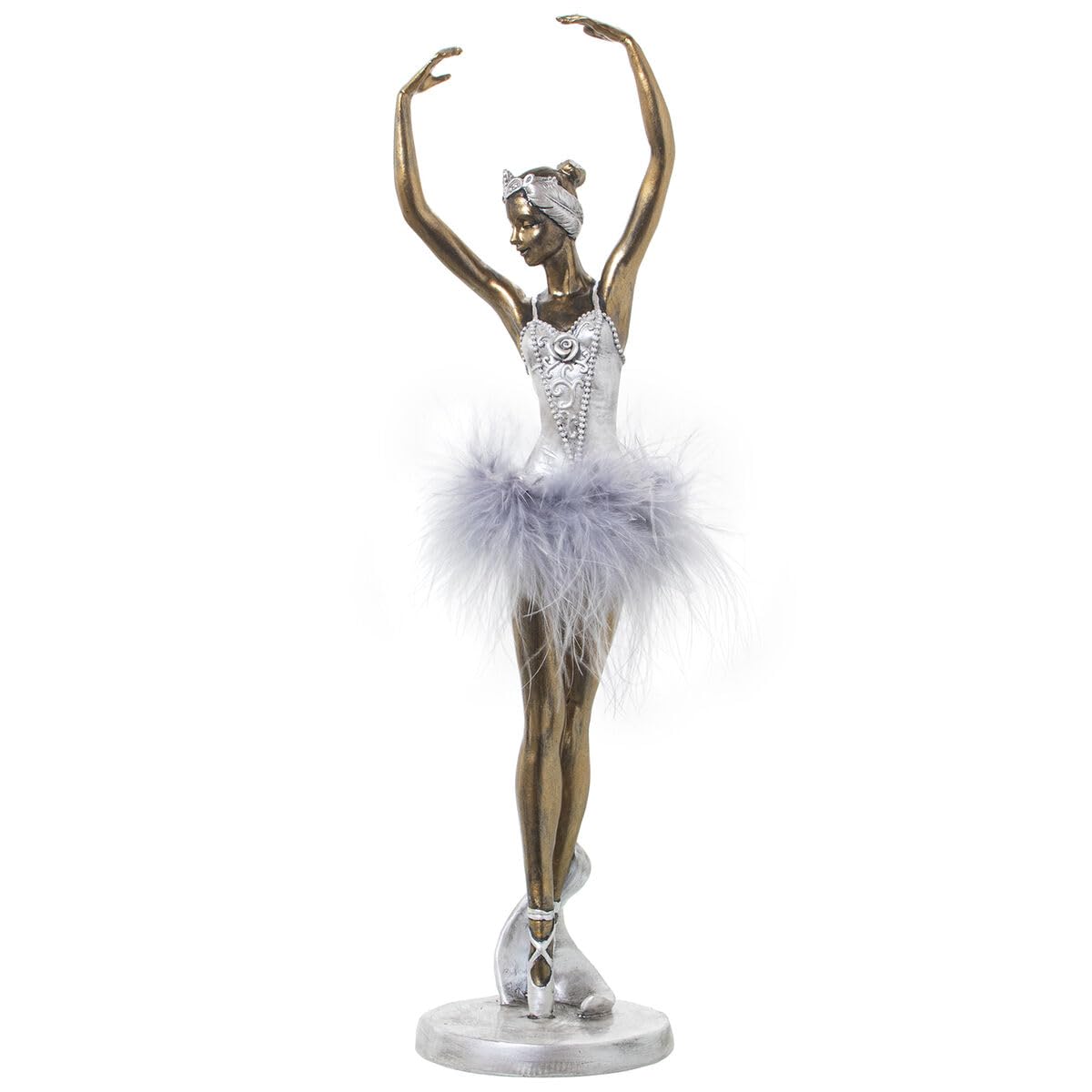 Alexandra House Living Figura Decorativa Blanco Plateado Acrílico Plástico Melamina Bailarina 9 x 8 x 33 cm