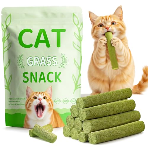 GREMBEB Cat Toys 17Pack 100g Catnip Grass Teething Stick for Hairball Removal Kitten Toy Freeze Dried Chew Dental Food for Indoor Kitty Lickable Edible Snack