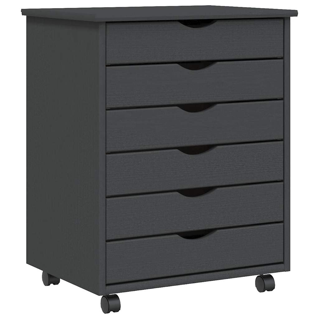 vidaXL Rolling Cabinet with Drawers "MOSS" Grey Solid Wood Pine