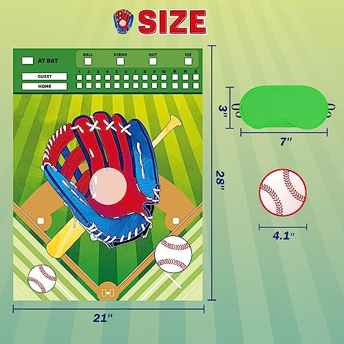 Image of WERNNSAI Pin The Baseball on The Glove Game - Sport Birthday Party Decorations Baseball Party Games Poster with 24 Pcs Stickers for Kids Boys Family Birthday Carnival Supplies