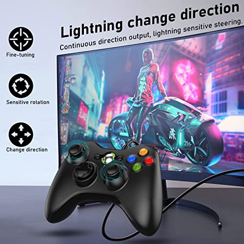 Diswoe Controller für Xbox 360, Gamepad Joystick mit Kabel, USB Gamepad Wired Controller, PC Wired Joypad Game Controller, Ergonomisches Design für Xbox 360/Xbox 360 Slim/PC Win7/8/10/11/XP