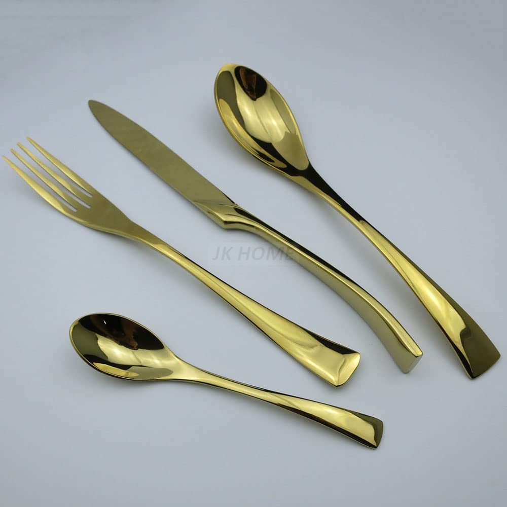 Ensemble de couverts en argenterie, ensemble dorés 24 pièces, dîner acier inoxydable, ensembles vaisselle cuisine occidentale, fourchette, couteau à steak, cuillère café