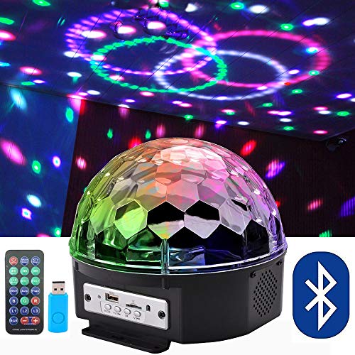 Bluetooth Speaker 8.6-Inch Crystal Super LED Strobe Bulb Multi Changing Color Crystal Stage Light, Wireless Speaker with Party Dance Light Aux Input TF Card Music Player Magic Ball
