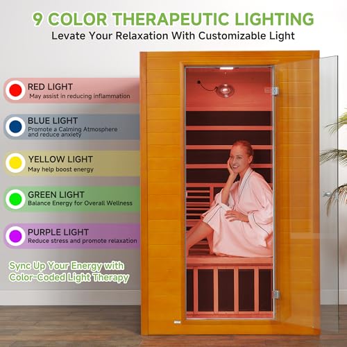 Image of Real Relax Sauna 2 Person Low EMF FAR Infrared Sauna with Red Light Therapy