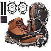 CNMTCCO Steigeisen für Bergschuhe mit 19 Zähne Verdickte Schuhkrallen aus Edelstahl Anti-Rutsch Schuhspikes, Great für Wandern Trekking Klettern Bergsteigen Angeln Herren Damen Winter Außenaktivität