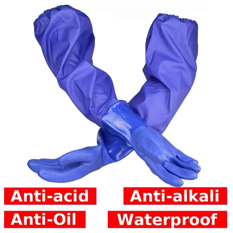 Guantes de seguridad impermeables resistentes al aceite de inmersión de PVC con protección química más larga de 58CM guantes resistentes a ácidos y álcalis