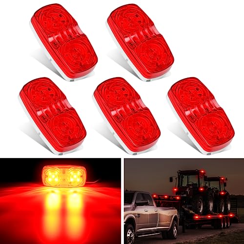 Image of Nilight Double Bullseye Marker Light 5PCS Red 10LED Rectangular | Clearance Front Side Rear Indicator Lights Surface Mounted For 12V Truck Camper RV Boat Lorry Exterior Safety Lighting