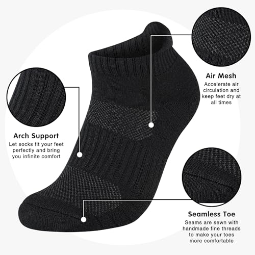 Mens 100% Cotton Ankel Socks, Athletic Cushioned Performance Running Moisture Wicking Breathable socks3