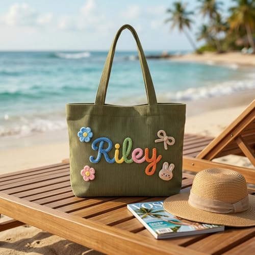 Bolso tote personalizado para mujer en pana miniatura 3