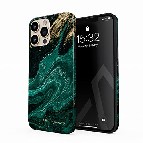Burga Phone Case Compatible With Iphone 14 Pro Max - Wireless Charging Compatible, Hybrid 2-Layer Hard Shell + Silicone Protective Case, Heavy Duty Protection, Slim Fit, Shock-Absorbent, Emerald Pool #TOP1
