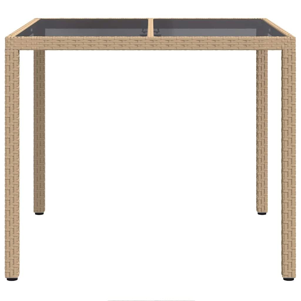 Tavolo da giardino beige, 90 x 90 x 75 cm, in polyrattan con telaio in acciaio verniciato a polvere, resistente ai raggi UV, robusto e stabile, per esterni, terrazza, balcone e giardino