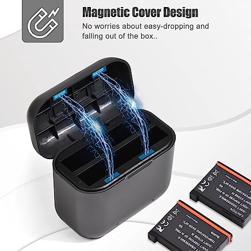 Cargador de batería con 2 canales y funda de almacenamiento para X3 con dos baterías de 1800 mAh 6