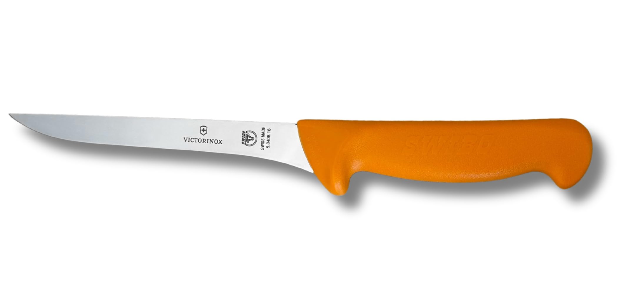 Victorinox Swibo Küchen-/Ausbeinmesser Schmal, Extra Scharfe Klinge, Signalfarbe, Sicherheitsgriff, Spülmaschinenfest