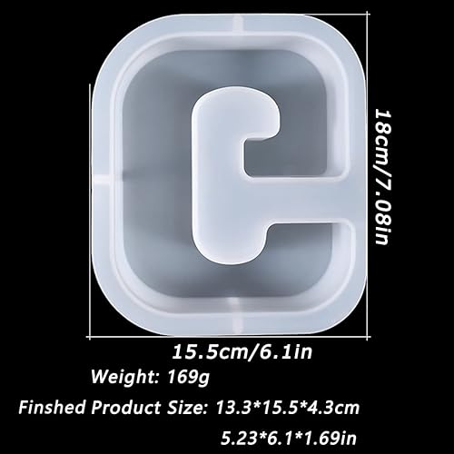 Miniatura 22 de Molde de letras grandes de 7 pulgadas para resina, 26 moldes epoxi del alfabeto en mayúsculas, molde del alfabeto grande de la A a la Z para hacer
