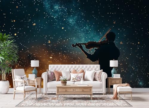 Papier peint intissé violon 3D moderne effet panoramique unique
