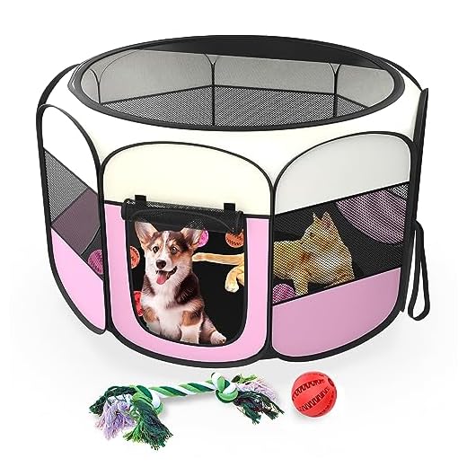 Parque para Perros Pequeños y Medianos - Parque Perros Plegable + 2 Juguetes Incluidos - Exterior e Interior con 2 Puertas - Corralito para Perros, Cachorros y Mascotas Ideal para Juegos