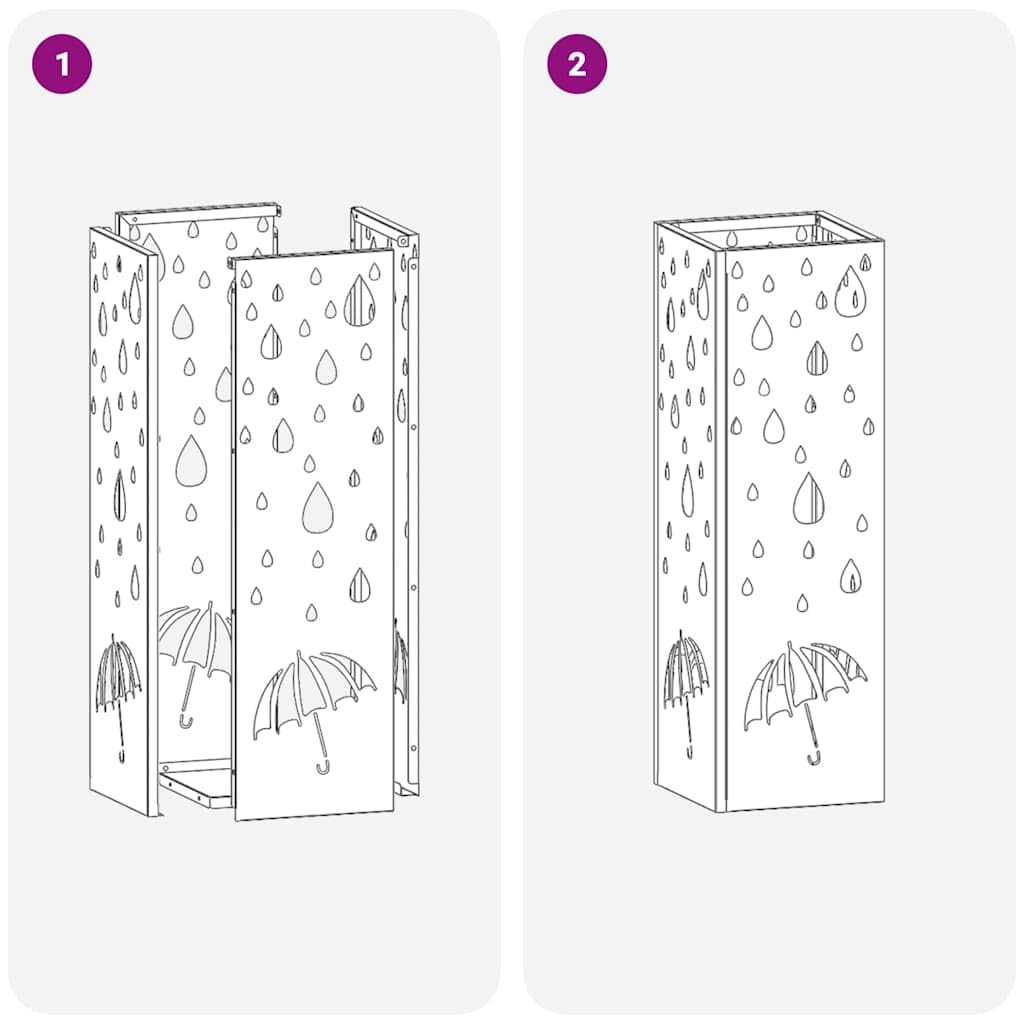 Stojak na parasole ze stali w kolorze antracytowym – nowoczesny uchwyt na parasole do przedpokoju i wejścia, 15,5 x 15,5 x 49 cm