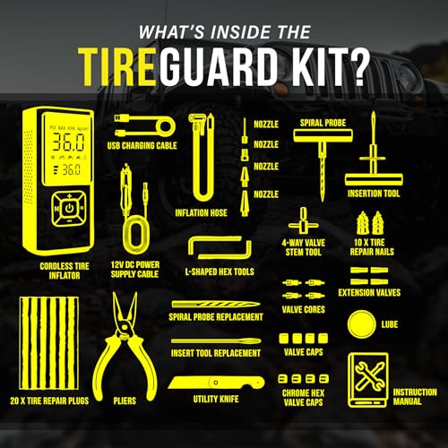 EVERLIT All-in-One Tire Repair Kit with Air Compressor – 150 PSI Portable Cordless Tire Inflator & Plug Kit – Flat Tire Emergency Roadside Kit for Car, SUV, Truck & Motorcycle Fast Repair & Inflation - Image 2