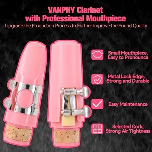 Image of Bb Clarinet 17 Keys Flat B Clarinet for Beginners & Students Pink