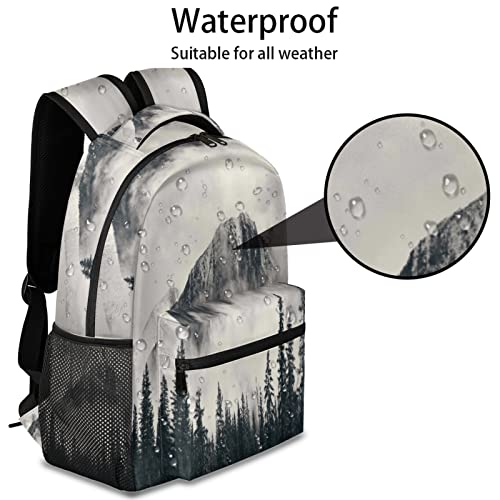 Mountain Forest Tree Foggy School Backpack for Girls Boys, Travel Backpack Lightweight Bookbag College Student School Bag Laptop Backpack Hiking Camping Daypack Bag 16 Inch4
